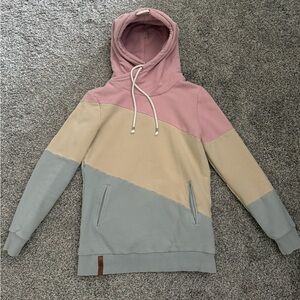 Ampersand Colorblock Double Hoodie in Pink, Beige, and Gray